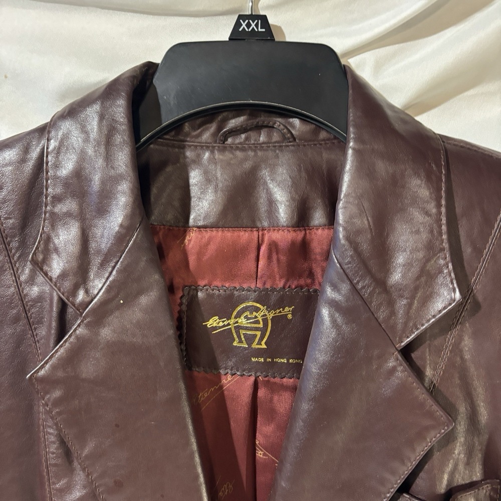 etienne aigner Vintage Leather Jacket Blazer Sz 12  Pics For Measurements EUC - Picture 4 of 15